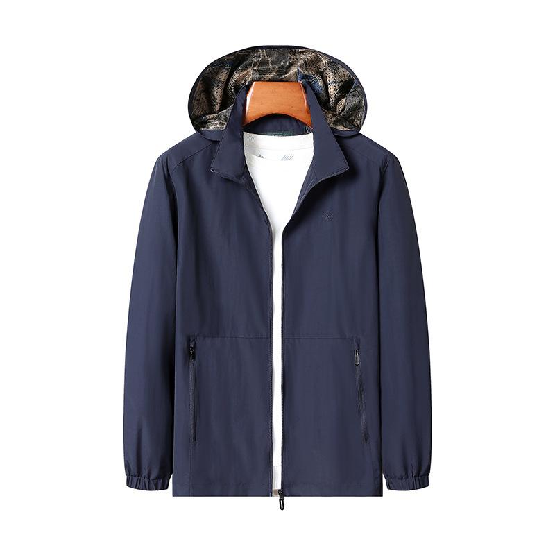 Autumn New Men's Jacket Outdoor Waterproof Quick-drying Plus Size Lapel Hooded Jacket