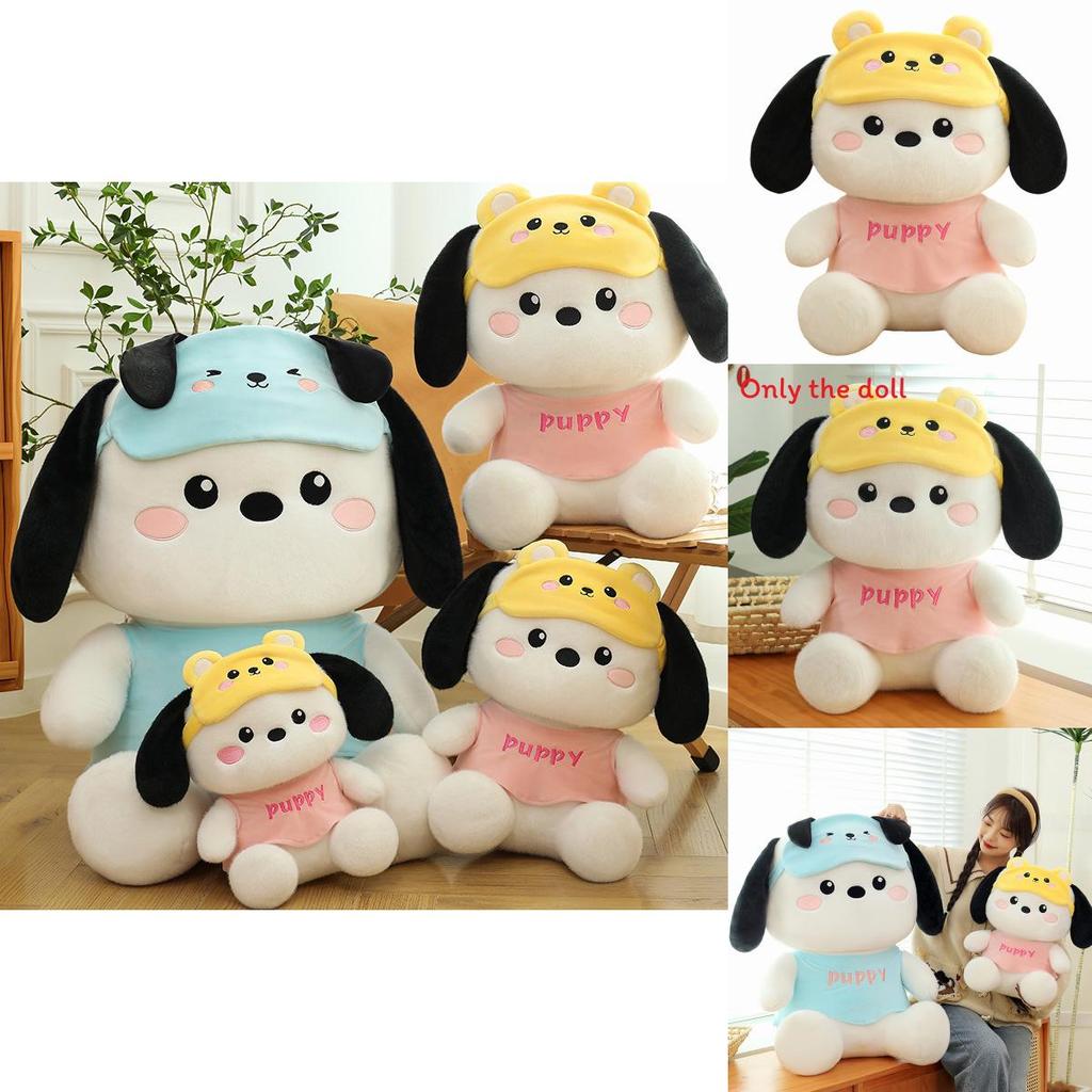 Plush Pochacco Dog Doll With Pink Eye Mask Large Gift For Kids And Collectors