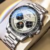 OLEVS Men Automatic Wristwatch Tachymeter Bezel Moon Phase Week Month Date Display Stainless Steel Waterproof Sport Watch