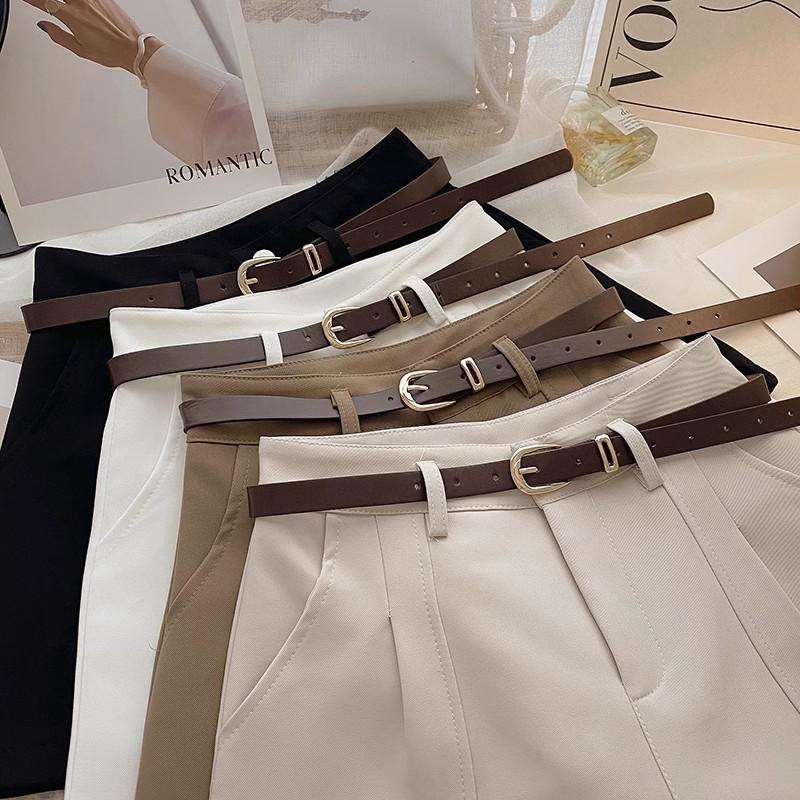 

Women s Spring 2025 High-Waist A-Line Wide-Leg Retro Korean-Style Casual Shorts XS
