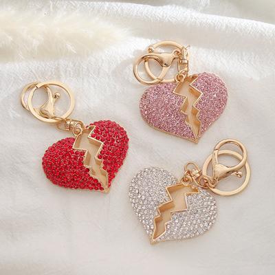 1PC Love Keychain Pendant with Diamond Heart, Peach Heart Ladies' Bag Pendant, Car Keychain Decoration, Party Souvenir