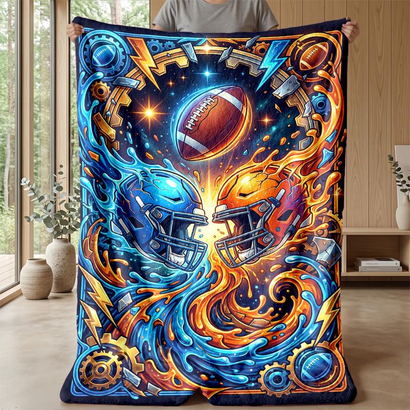Football Fusion Art 1 Theme blanket Lightweight Warm Flannel Blanket Decorative Throw Blanket for Home Decoration
