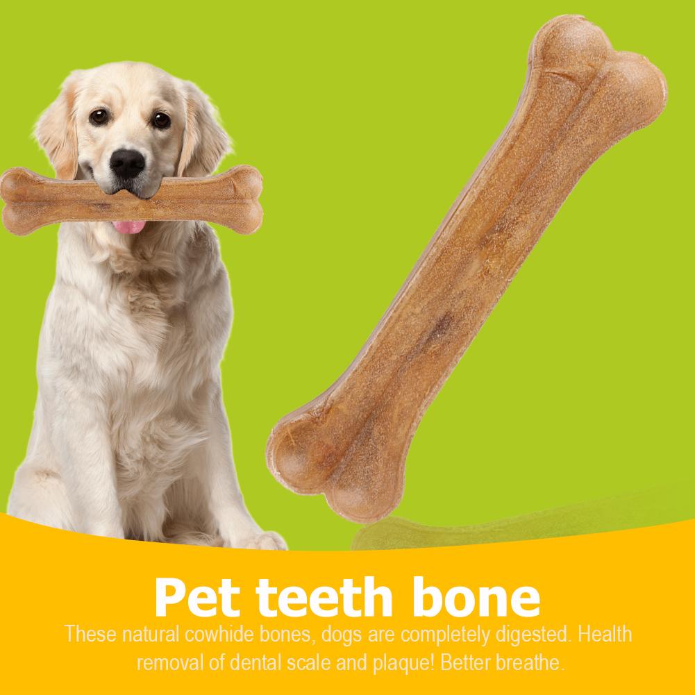 8 Inch Teeth Clean Stick Non-Toxic Leather Chew Bone Anti-bite Puppy Teething Toys Indestructible for Small Medium Large Dog