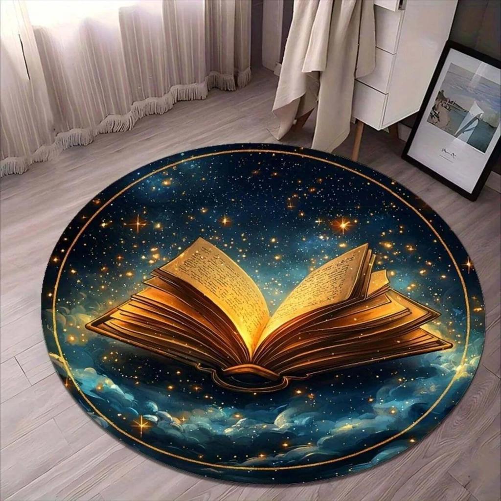 2D Interstellar Travel Stargate Print Round Rugs Carpet Floor Mats Playroom Upholstery Living Room Bedroom Gaming Rug
