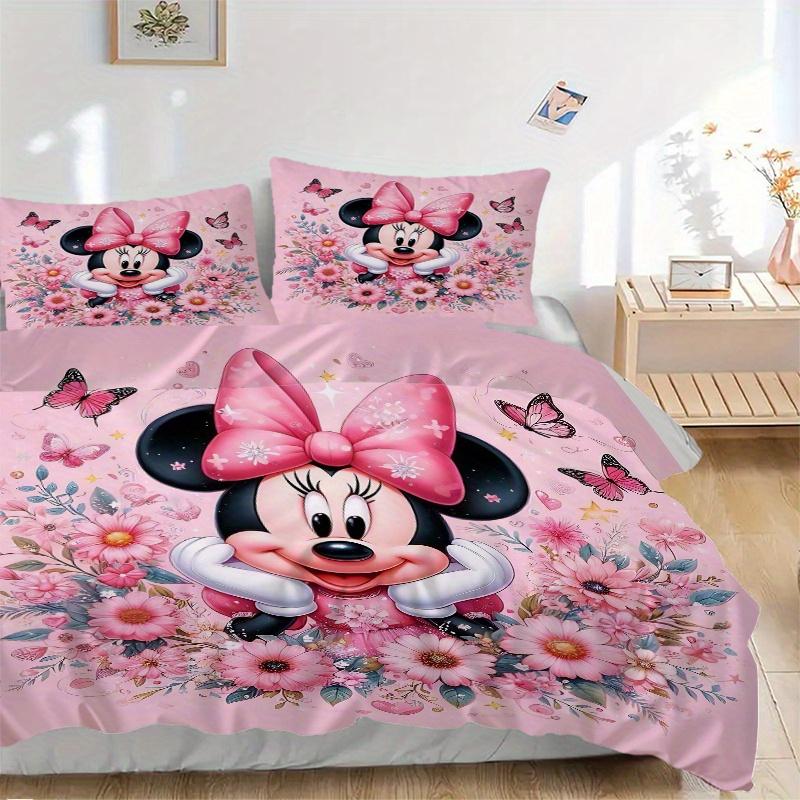 

3pcs Minnie & Butterfly Quilt Cover Set - Soft and Cozy Bedroom, Guest Room and Dorm Decorative Bedding 3-Piece Set 1 Quilt Cover + 2 Pillow Sham 135x200cm