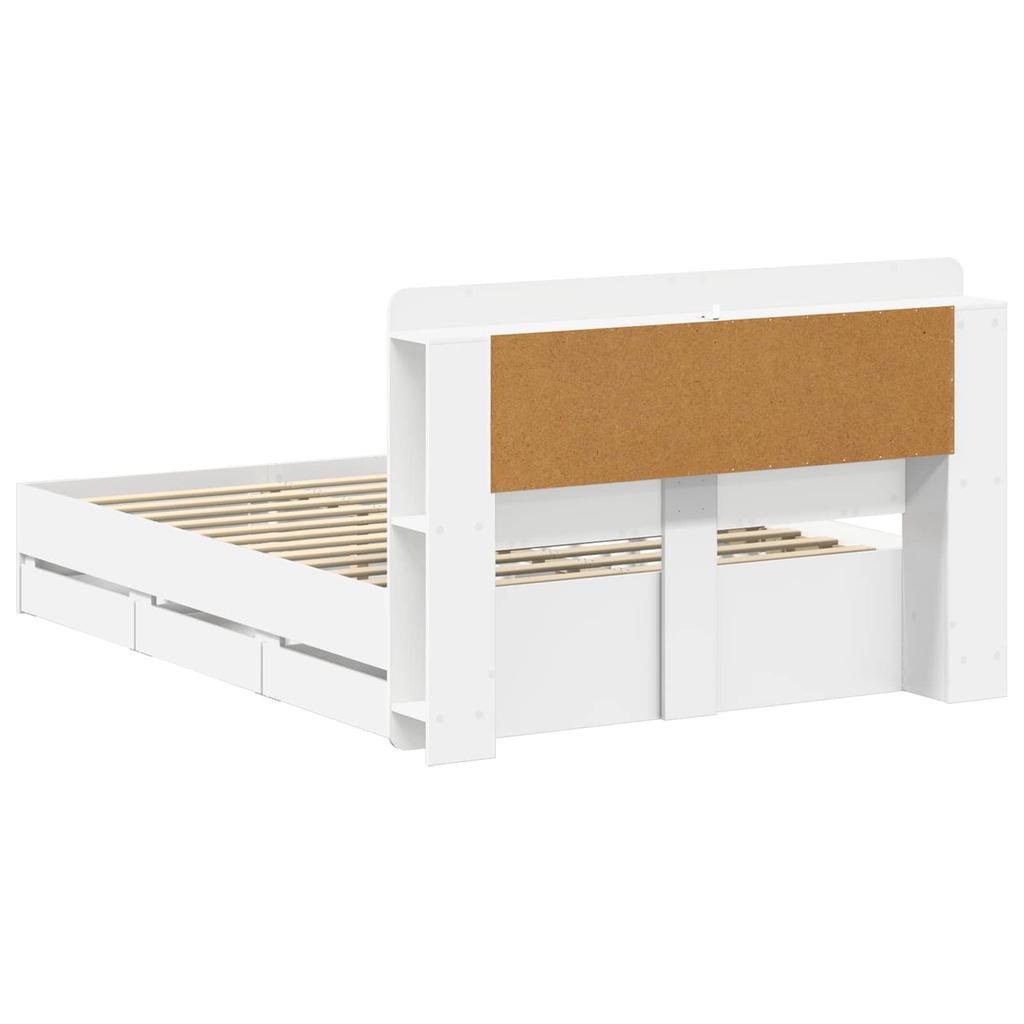 White Storage Bed Frame 150 x 200 cm Particleboard