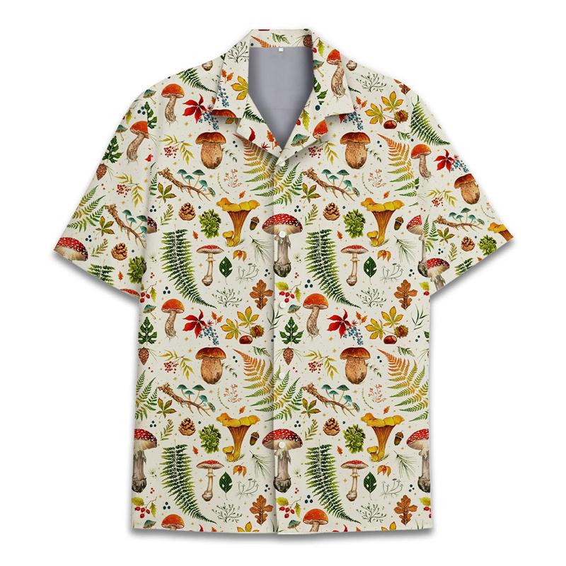 

Men Summer Vacation Shirts Button Lapel Short Sleeve Street Beach Aloha Shirt Clothing 5XL