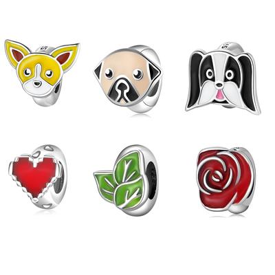 Neue 925 Sterling Silber Glänzende CZ Schneeflocken Katze Hund Stopperperlen für Schmuckherstellung Passen Original Europäische Bettelarmbänder