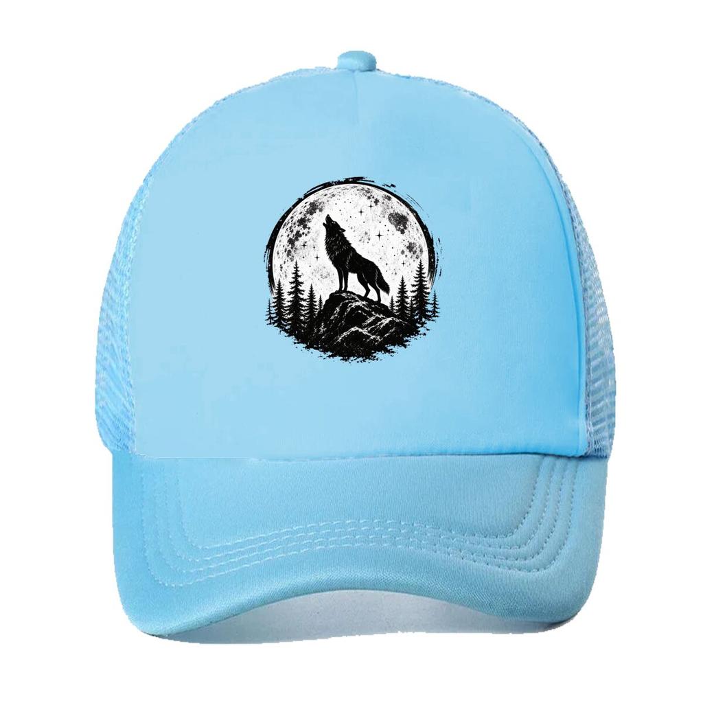 Howling Wolf Moon Forest Silhouette Mesh Baseball Cap For Womens Unisex FeUnisex Beach Dad Hat Hip Hop