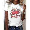 Womens Valentines Day Tshirt Cute Pink and Red Heart Graffiti with Short Sleeve Round Neck Casual Top for Summer Clothing