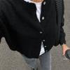 2026 Fall Winter Loose Fit Shell Button Fleece Knit Cardigan Sweater Women