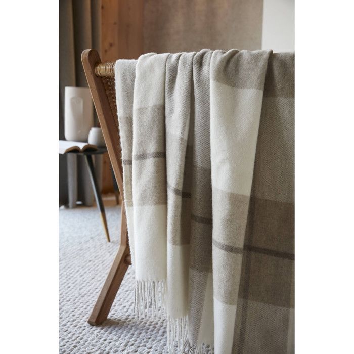 Plaid à franges pur laine "Marius" 140 x 200 cm