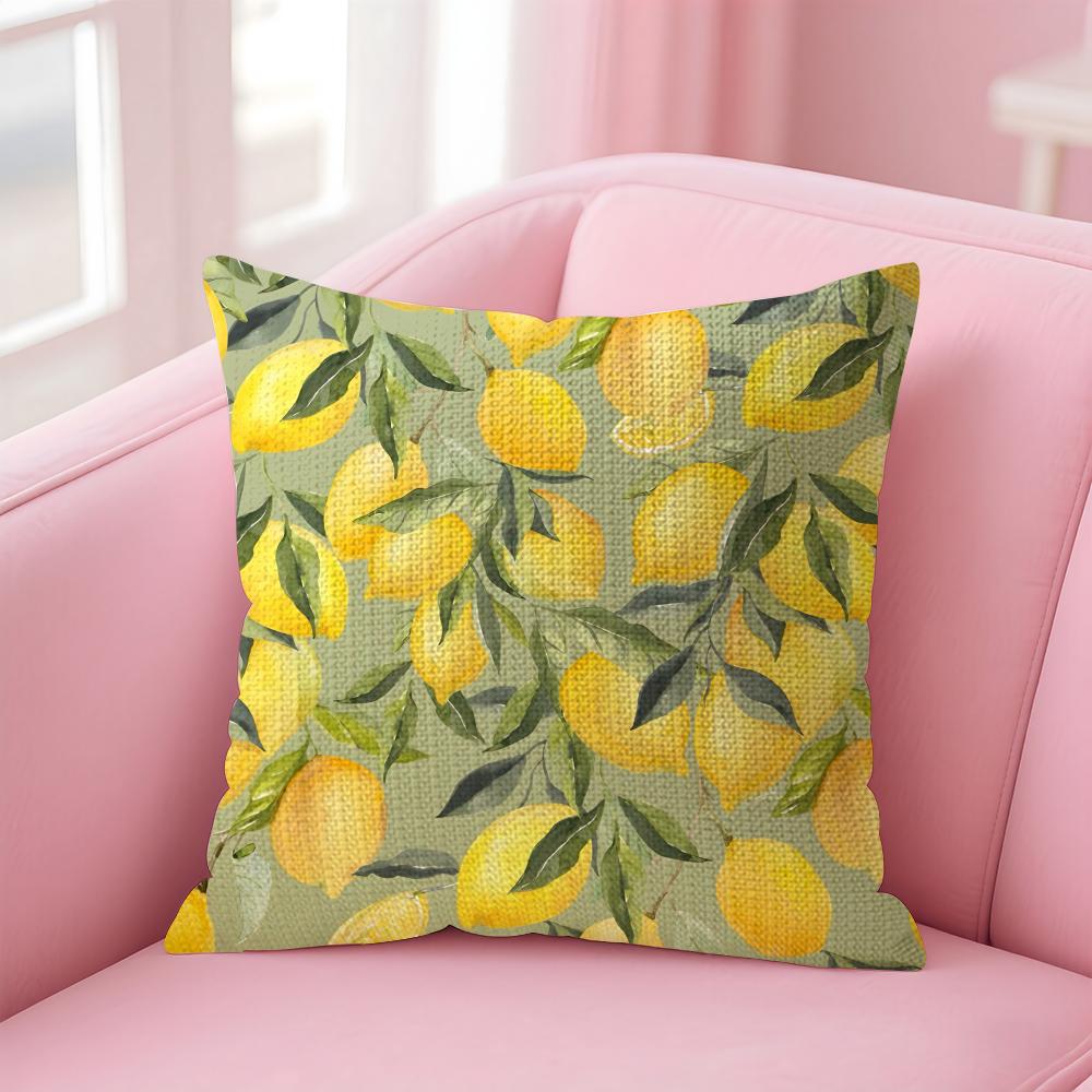 Lemon Fashion Cushion Cover Natural Linen Pillow Case DoubleSided Print Decorative Sofa Pillowcase Home Decor Gift