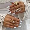 Flower Shape Starfish Ring Exaggerated Flower Ring Fashion Pearl Ring  Daily Wear
