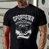 Skull Motorcycle Graphic With SPORTSTER Print Design Men T-Shirt Cotton O-neck Short Sleeve Hi