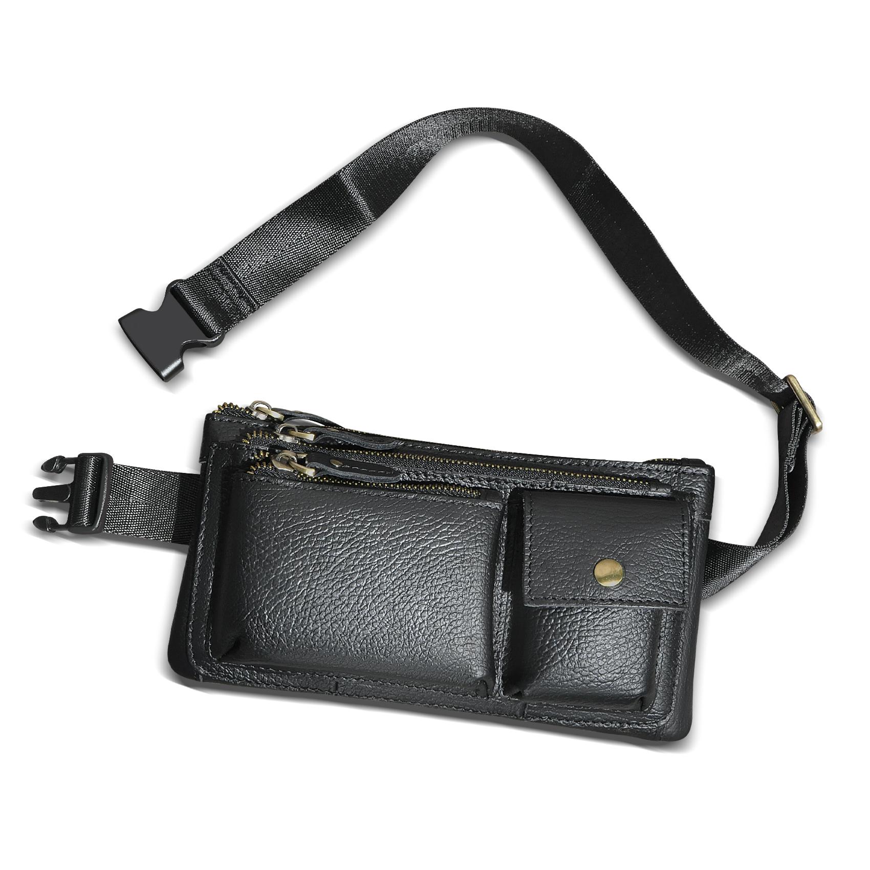 Мужская качественная кожаная повседневная модная дорожная поясная сумка нагрудная сумка — фото 4