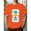 FIFA World Cup Football. Men's Print Short-Sleeve T-Shirt, Trendy Summer Top, Unisex Couple's Round Neck, Comfortable Fit, Essential for Parties