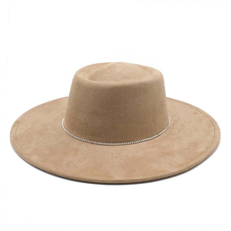 Suede Convex Top Hat Women's Autumn and Winter Versatile British Vintage French Felt Hat Panama Eaves