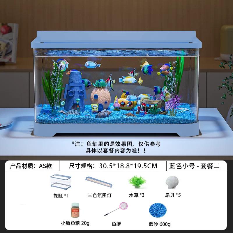 2026 Desktop-Aquarium mit LED All-in-One Landschaftssystem Kompakter Ökologischer Fischbehälter für Büro Kleine Kreative Goldfischschale