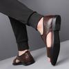 Luxury Men's Leather Sandals Black Flat Open Toe Sandals Outdoor Walk Beach Leisure Sandal Shoes for Men Sandalias De Hombre New