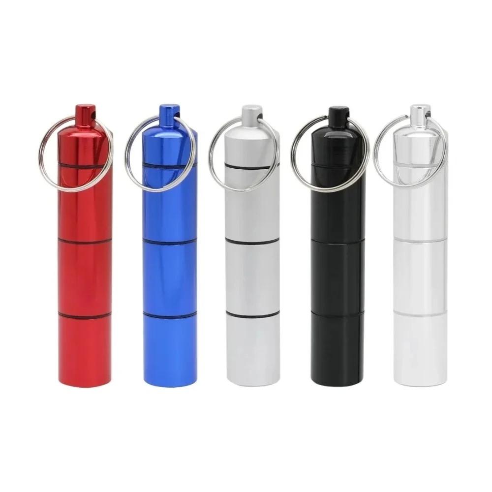 Mini Tragbar Aluminium Wasserdicht Pillendose Behälter Versiegelt 3 Mal Fächer Pro Tag Organizer Tablette Reise Medizin Vitamin Fischöl