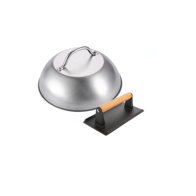 Cast Iron BBQ Steak Press & Pot Lid - Kitchen & Outdoor Grill Tool Set