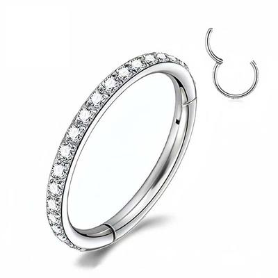 Brilliant Luxury Golden Cartilage Earrings Titanium Jewelry Rhinestone Nose Ring Mini Shiny Piercing Lip Ring Gift