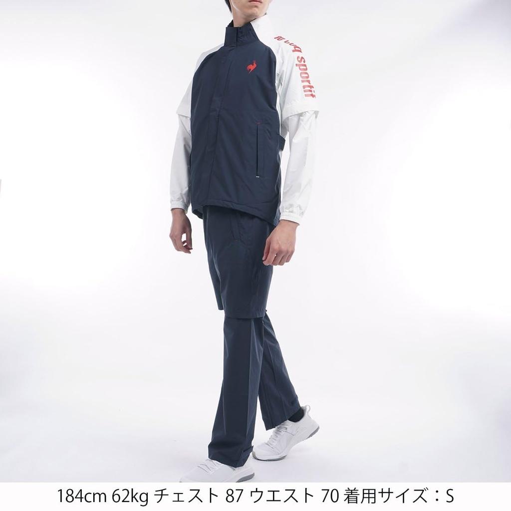 Coq Sportif Rain Wear Top and Bottom Detachable Storage Bag Light QGMXJH00W NV00 3L [Le Golf] [Stretch Forcer] Set, Sleeves, Ventilation, Included,