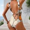 Women Plus Size Sleeveless U Neck Halloween Ghost Pumpkin Print One Piece Swimsuit