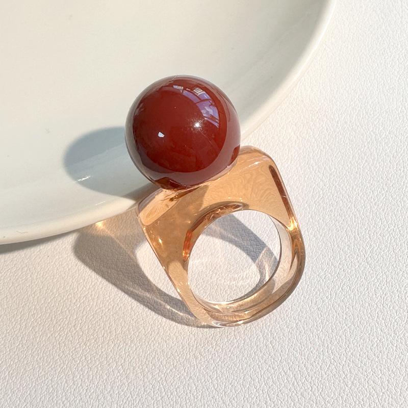 Mode Personlighet Design Harts Kulformad Fyrkantiga Ringar För Kvinnor Temperament Geometrisk Tjock Chunky Fingerring Smycken Fest