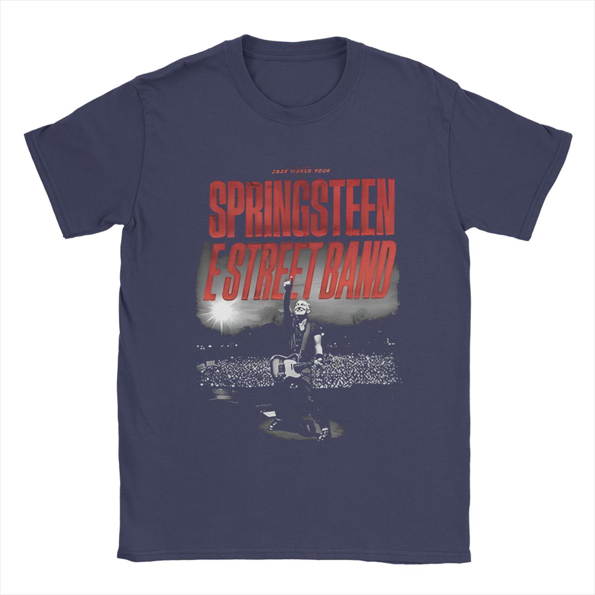 

Футболки World Bruce Springsteens The Rock Music Tour, одежда для мужчин и женщин, хлопковая винтажная футболка с коротким рукавом, одежда XL темно-синий