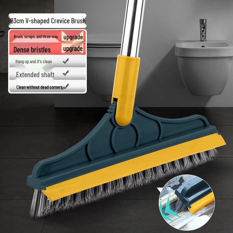 

2-in-1 Bathroom Floor Squeegee & Grout Brush with Long Handle