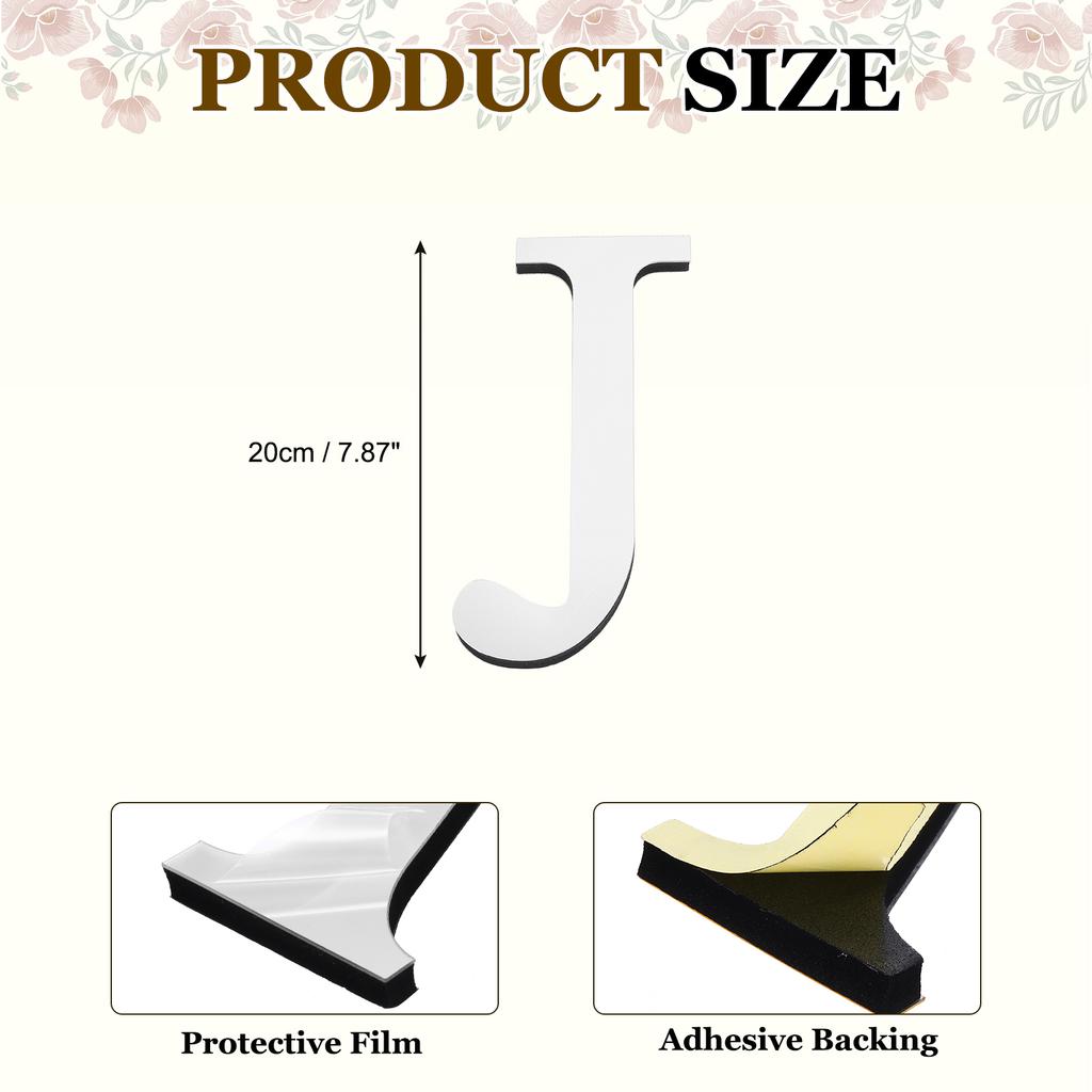 20cm 3D Mirror Acrylic Wall Sticker 26 English Letters Wall Sticker Decals Self-Adhesive Wall Art Mural Home Party Silver