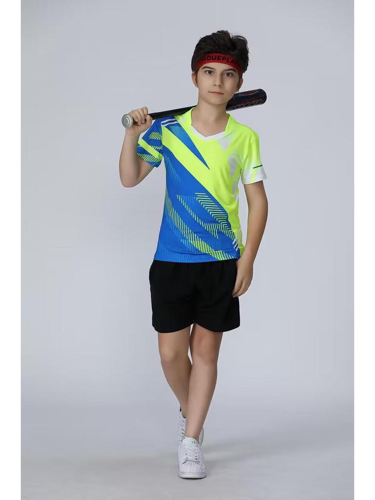 Quick-Dry Short-Sleeve Sports Jersey Set for Table Tennis and Badminton - Men's & Women's Summer Competition Uniform