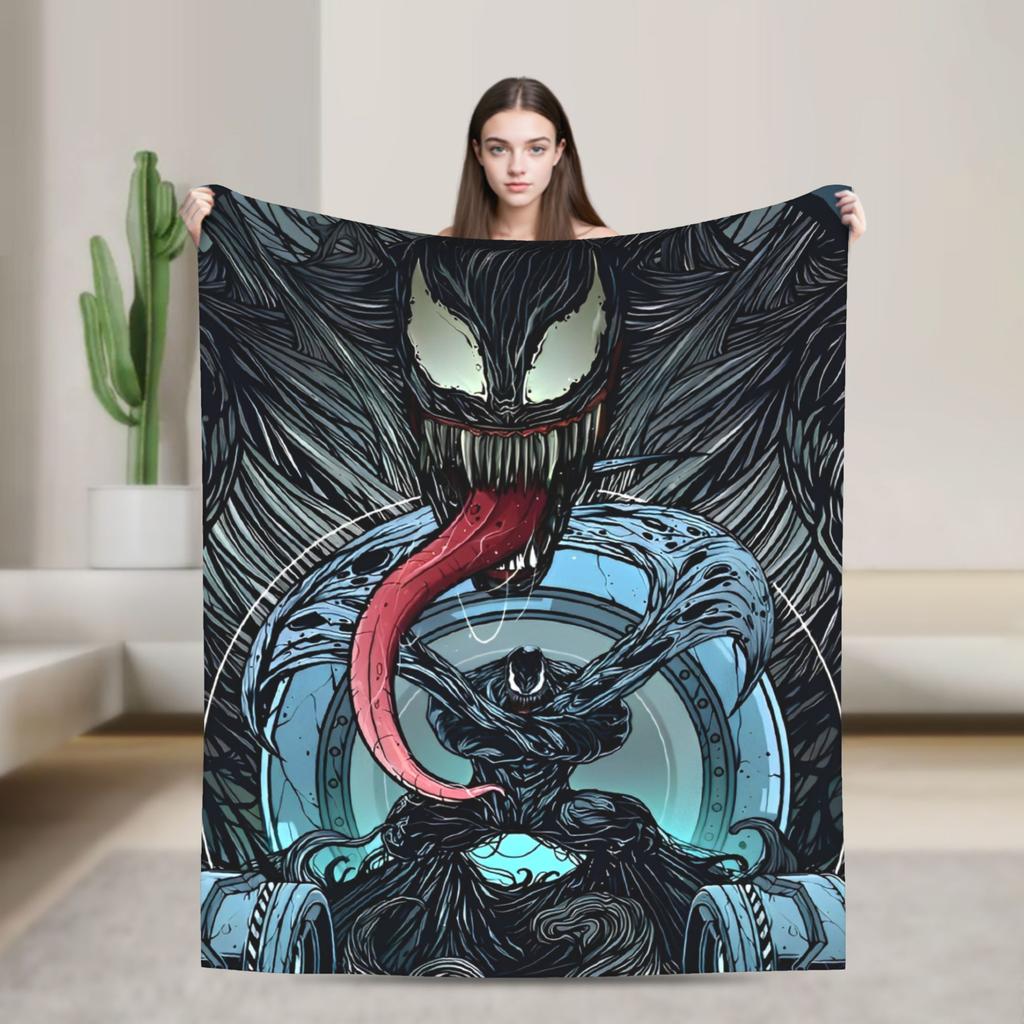 Venom cartoon Blanket Travel Office Flannel Throw Blanket For Couch Chair Sofa Bed Soft Design Quality Bedspread Gift