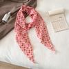 Korean Style Brown Polka Dot Silk Scarf - Versatile Women's Lightweight Spring/Summer Accessory 