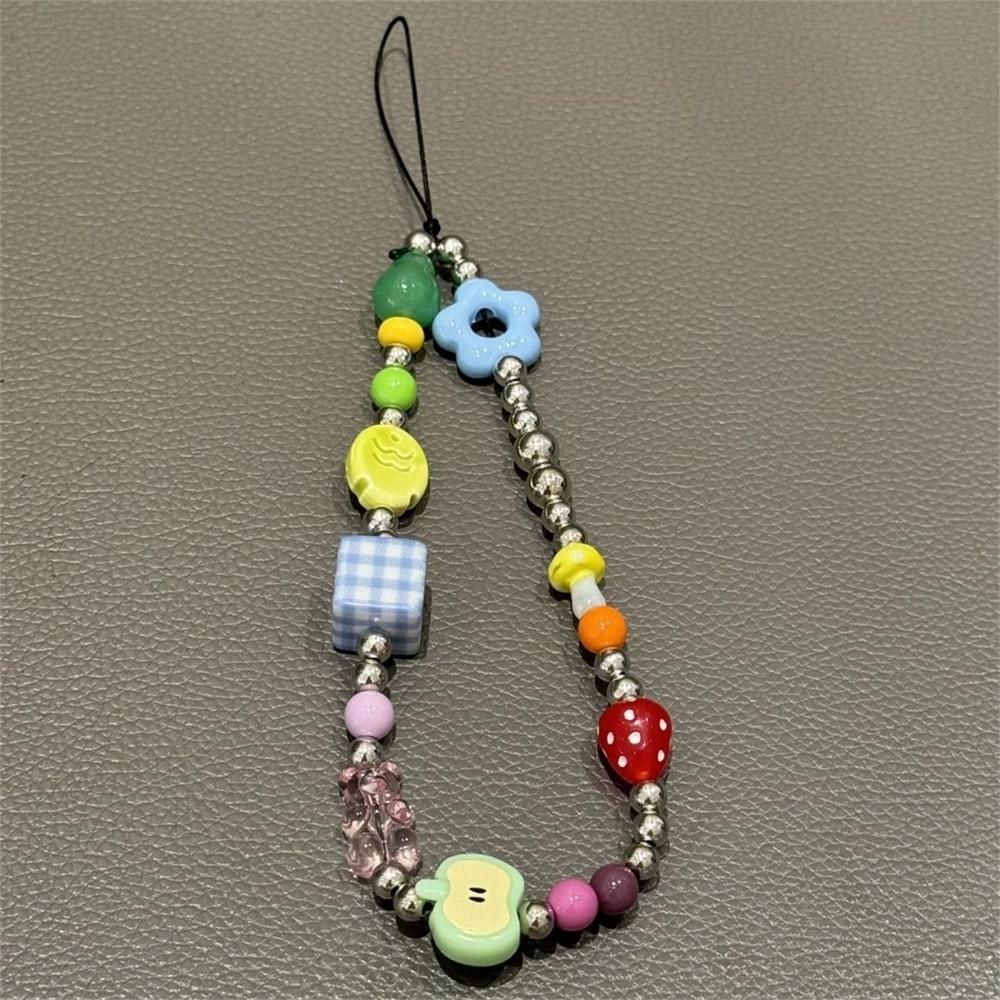 

Ins Cute Macaron Little Flower Phone Chain Charm Wrist Strap Keycord Stylish Lanyard Girl Keychain CCD Camera Hanging Rope