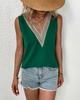 Women V Neck Lace Trim Short Sleeve Blouse Loose Solid Color Casual Summer Shirt Top G152#