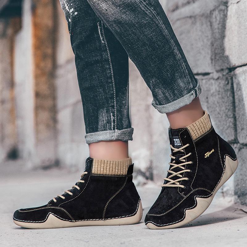 Büyük boy el yapımı bölünmüş deri ayakkabı erkek mokasen ayakkabıları rahat yarım çizmeler erkekler için rahat ayakkabılar mokasen erkek ayakkabıları