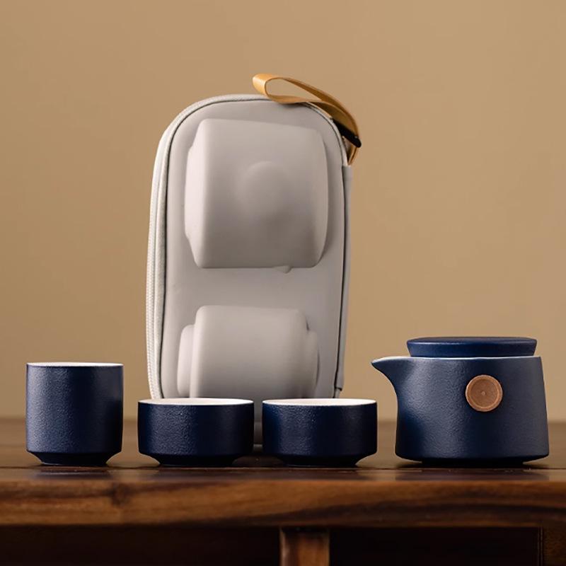 Portable Ceramic Travel Tea Set: Kuaike Cup for Outdoor Use, Corporate Events, and Holiday Gifts with Custom Logo Printing.