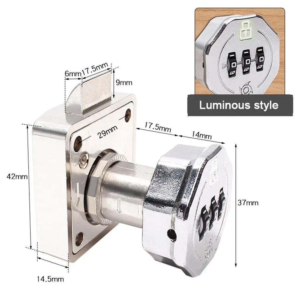 New Zinc Alloy Drawer Combination Lock 3 Digital Code Home Security Password Locker Furniture Hardware Wardrobe Code Lock Drawer
