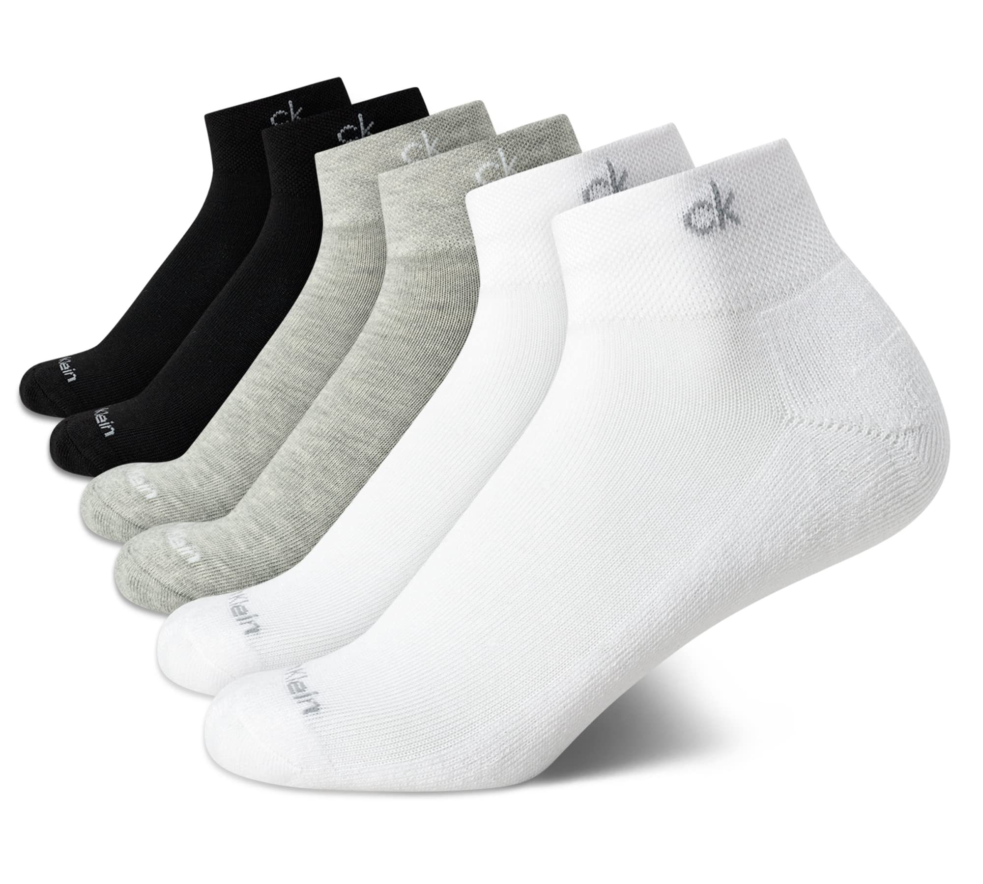 

Calvin Klein Athletic Sock Cushion Quarter Cut Ankle Socks Size Shoe Women s - (6 Pack), Size 4-10, Black/White/Grey