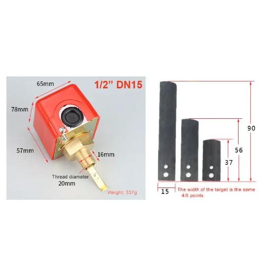 1/2" DN15  220VAC 3A Water/Paddle Flow Sensors Male Thread Flow Paddle Water Pump Flow Switch HFS-15