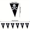 10pcs Pirate Banner Skull Halloween Pirate Flag Birthday Party Decorations Triangle Pennant Bunting Decor Skeleton Pennant Pirate Skull Pennant