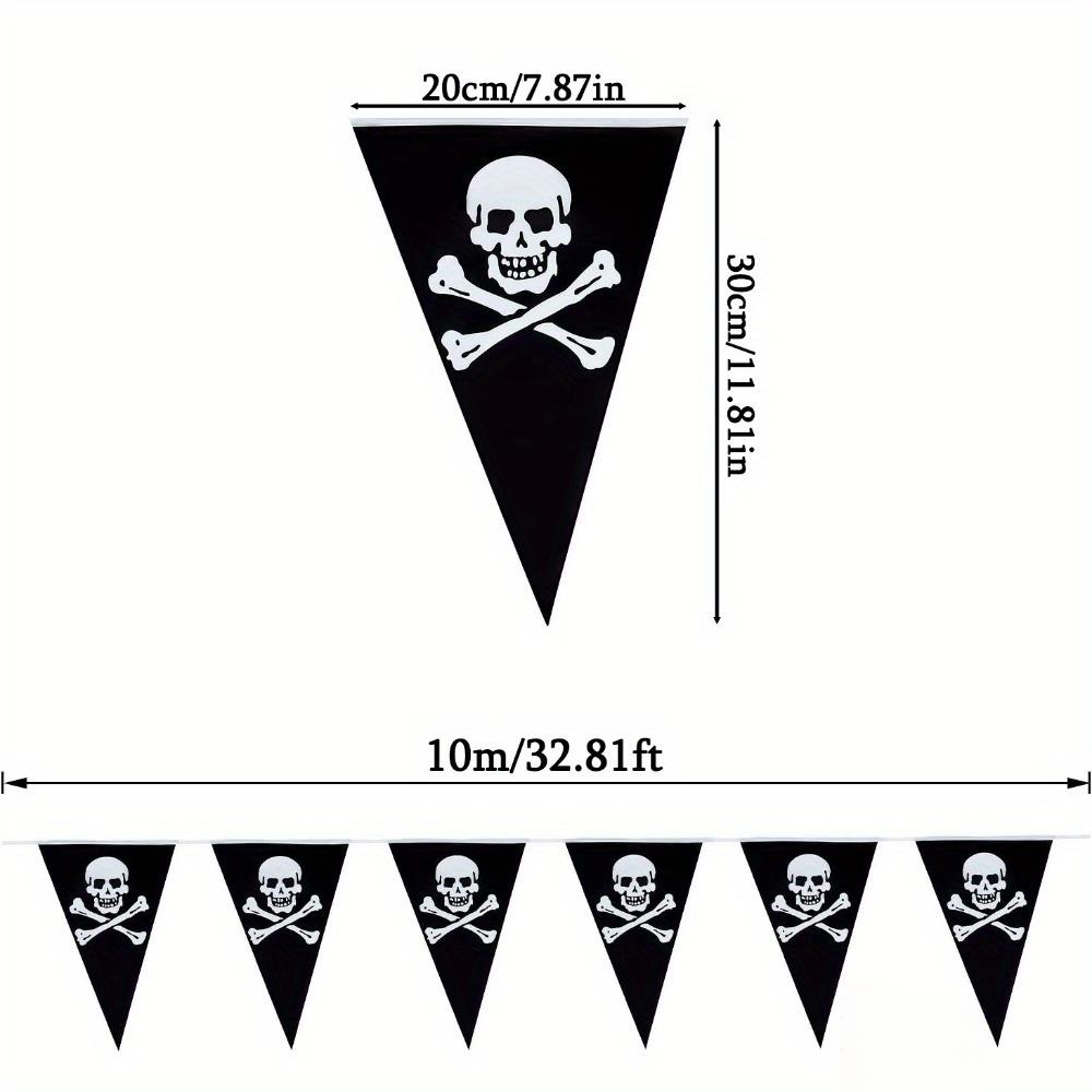 10pcs Pirate Banner Skull Halloween Pirate Flag Birthday Party Decorations Triangle Pennant Bunting Decor Skeleton Pennant Pirate Skull Pennant