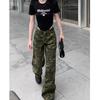 Korean Version of Versatile Camouflage Tooling Jeans for Women's Spring and Autumn Spice Girls High-waisted Straight Loose Wide-leg Jeans