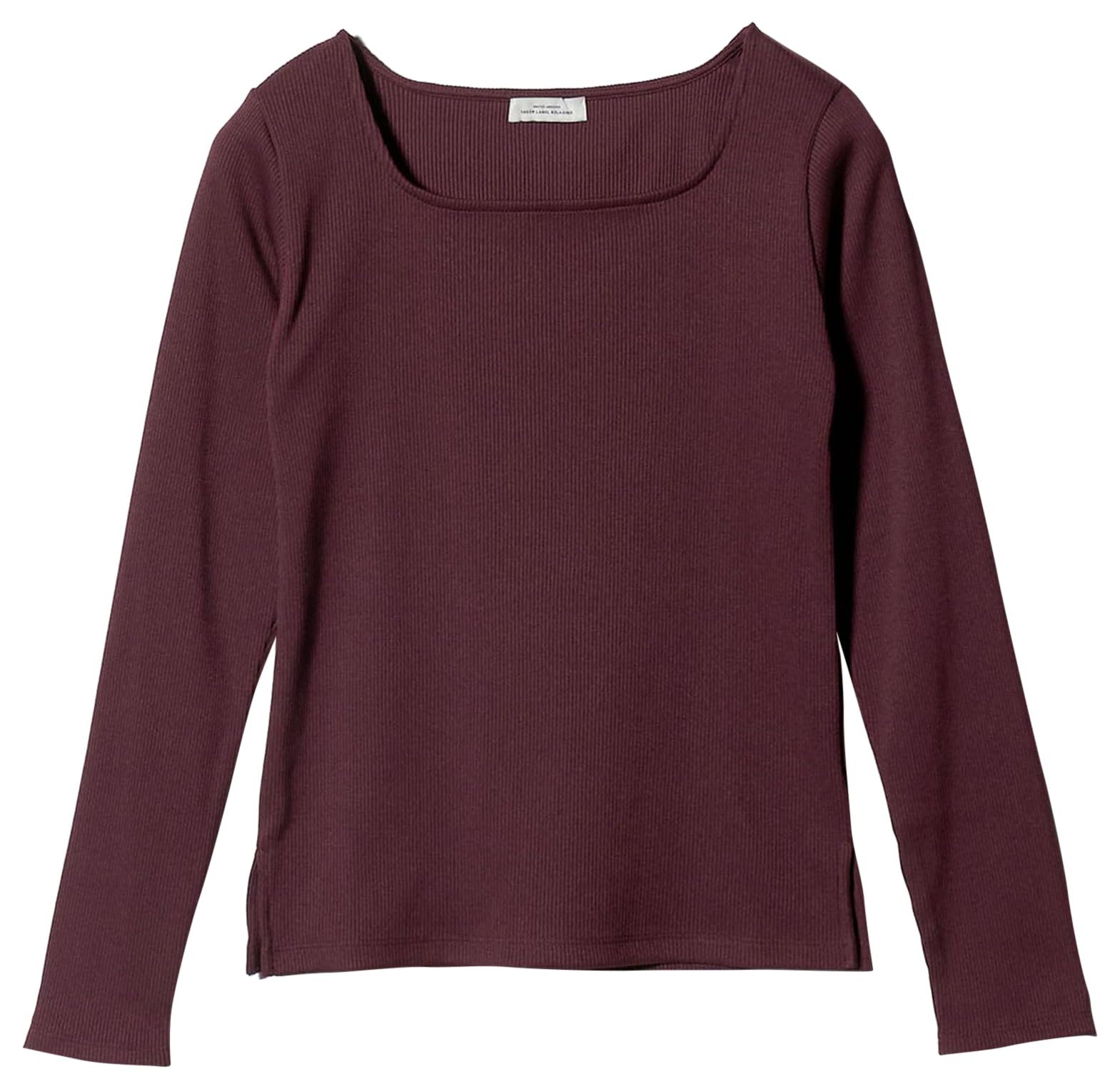 

United Arrows Green Label Relaxing Bright Rib Square Neck Long Sleeve Cut and Sew, Antibacterial, 35121000007, 3900 WINE (39) FREE