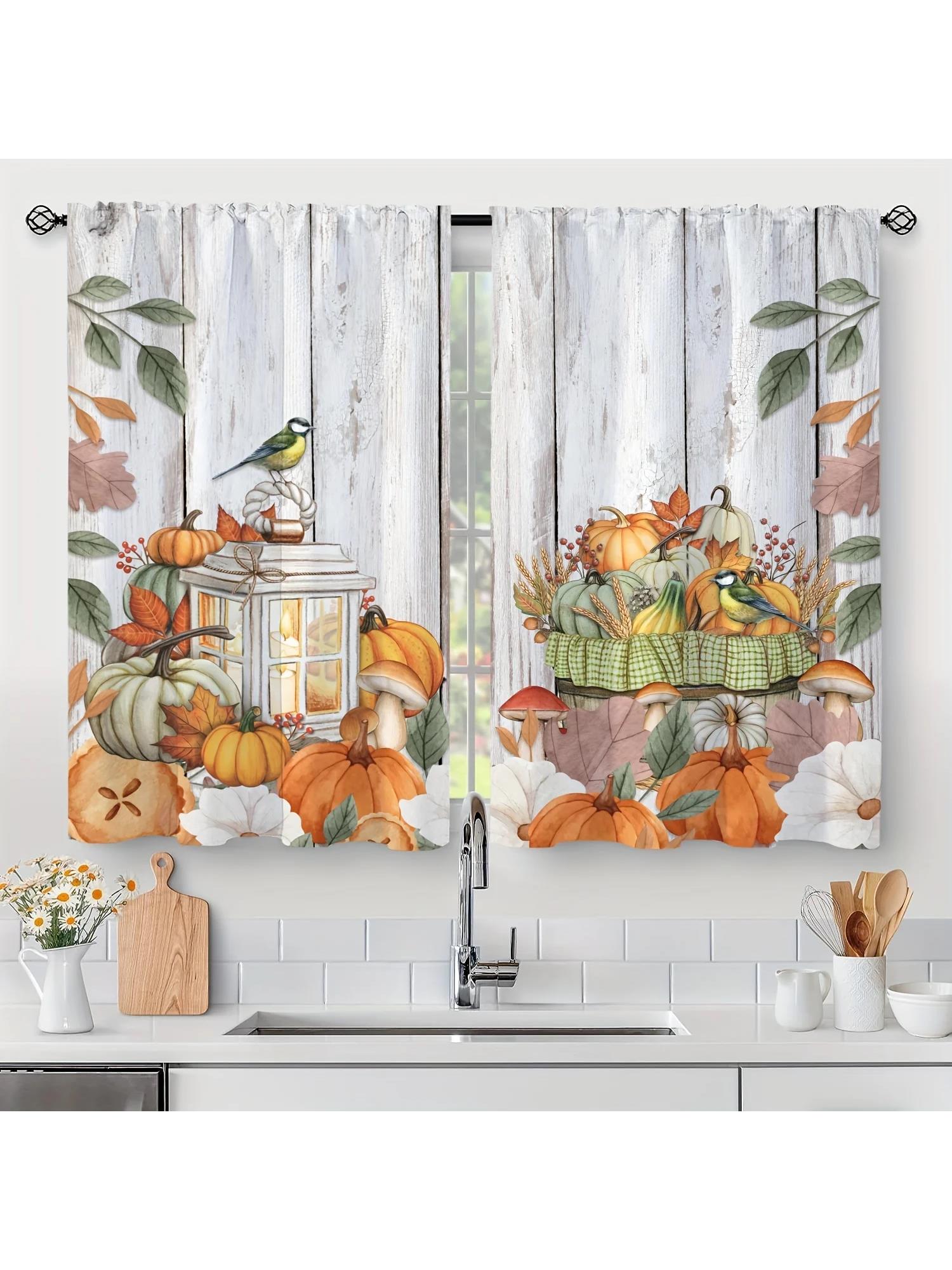 

2 Panel Set Sunflowers Window Curtains, Rod Pocket Window Treatments Drapes For Kitchen Dining Room Bedroom Living Room 70x60CM