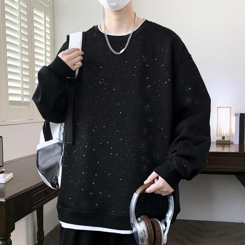 

Толстовка с круглым вырезом, мужская, весна и осень, свободная, имитация двух частей, молодежная, гонконгская, модная, универсальная, утолщенная куртка 4XL