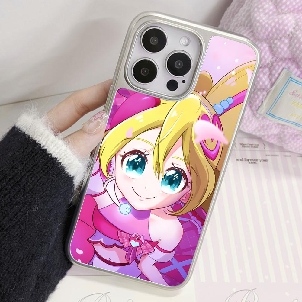 Sakura Uta Cure Idol Silver Plating Mobile Phone Case for iPhone 17 16 15 14 13 12 11 Air Pro Max Plus Colorful Cover